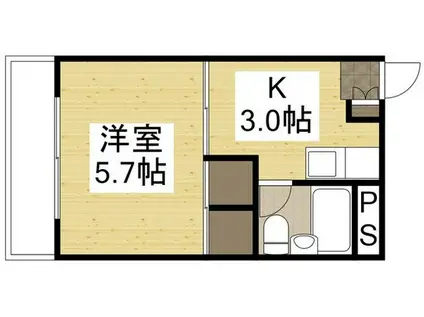 コートハウス坪井(1K/1階)の間取り写真