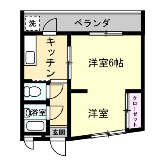 ディオン東大道(1DK/2階)の間取り写真