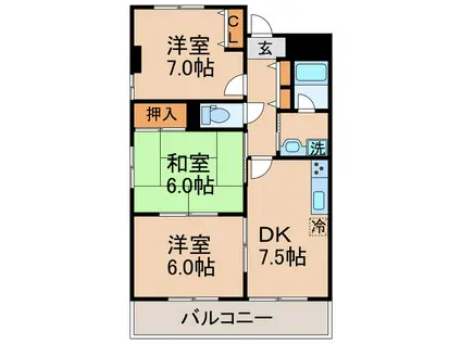プロシード藤塚(3DK/6階)の間取り写真