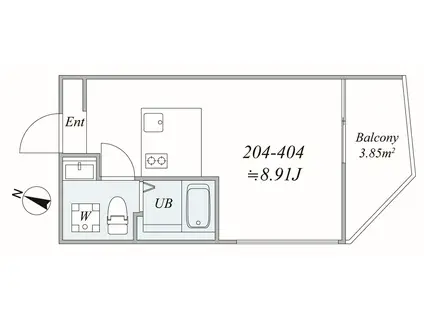 TRIAS114(1DK/2階)の間取り写真