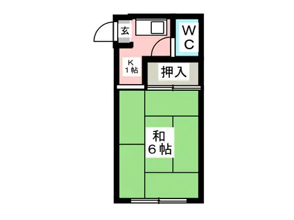 片岡荘(1K/2階)の間取り写真