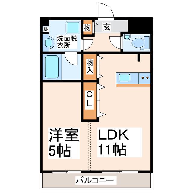 ホームスイートホーム(1LDK/2階)の間取り写真