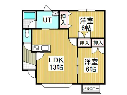 シエムII(2LDK/2階)の間取り写真