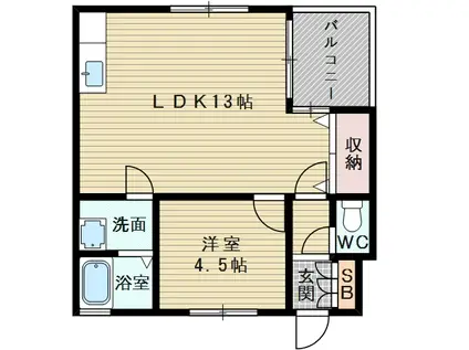 西田マンション(1LDK/2階)の間取り写真