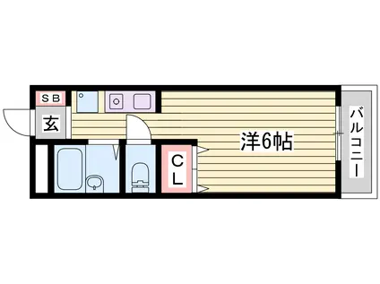 ユニックス神戸西(1K/2階)の間取り写真