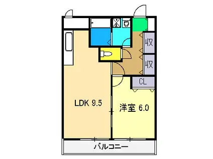 コーポMIKI I南棟(1LDK/3階)の間取り写真