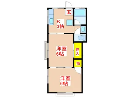 あかね荘(2K/2階)の間取り写真