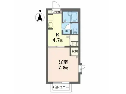 マンハイムI(1K/2階)の間取り写真