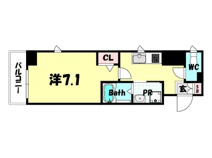 SUMIALE 山本通(1K/2階)の間取り写真