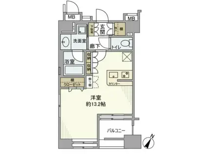デュオスカーラ西麻布タワーCENTRAL(ワンルーム/13階)の間取り写真