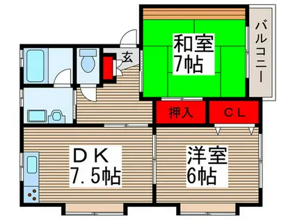 プレミール梅園(2DK/2階)の間取り写真