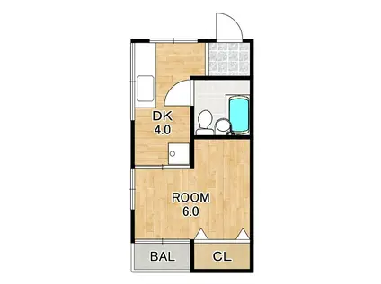 瀬田ハウスA(1DK/2階)の間取り写真