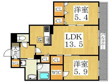 SHAMAISON ESQUISSE(2LDK/1階)の間取り写真
