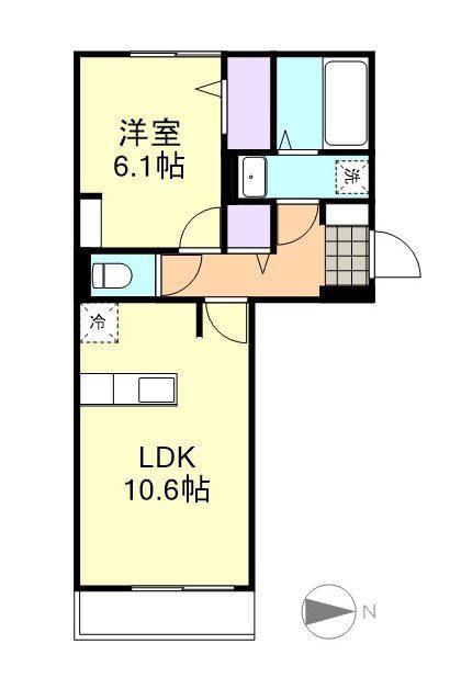 オアゾ北畝(1LDK/2階)の間取り写真