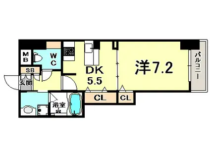 インペリアル新神戸(1DK/5階)の間取り写真