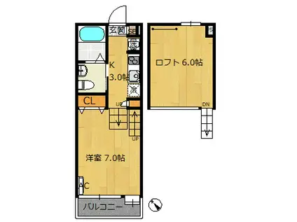 ST.VILLAGE西船(1K/1階)の間取り写真