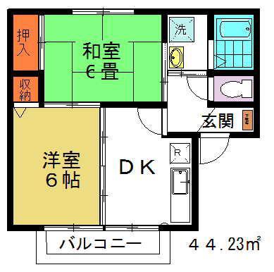 アンディーヌA(2DK/1階)の間取り写真