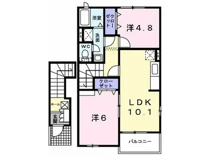 スプリングフィールドB(2LDK/2階)の間取り写真