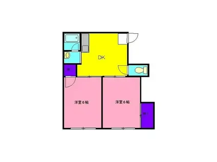 シャルマン(2DK/2階)の間取り写真