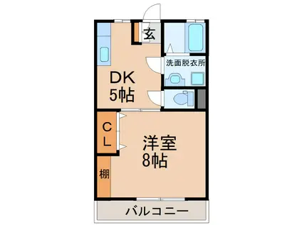 サンハイツ川西K棟(1DK/2階)の間取り写真