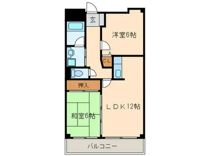 VIP中川(2LDK/3階)の間取り写真