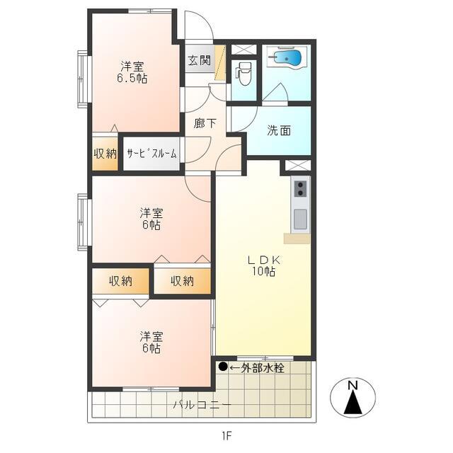 レアールマンションセレッソA(3SLDK/1階)の間取り写真