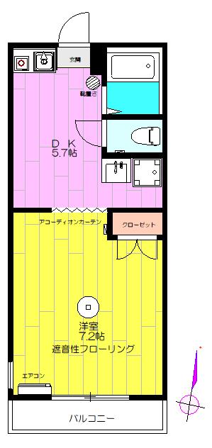 リバレッジSEVEN(1DK/3階)の間取り写真
