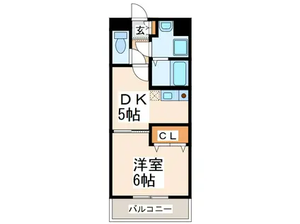 プレジデンシャル白山(1DK/1階)の間取り写真
