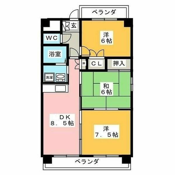 ラ・ミノール(3DK/4階)の間取り写真