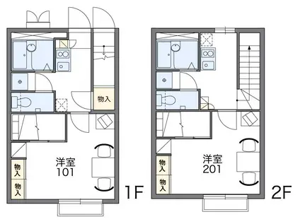 地下鉄名城線 名城公園駅 徒歩7分 2階建 築21年(1K/2階)の間取り写真