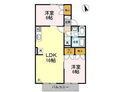 パウゼ・ドゥ・アピスB棟(2LDK/1階)の間取り写真