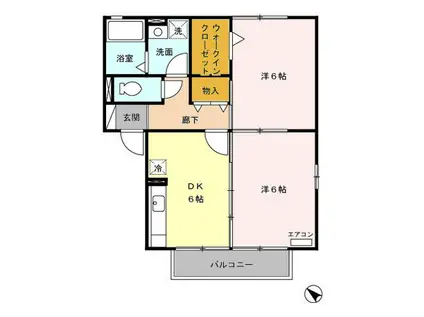 ウェルセレクションイースト館(2DK/2階)の間取り写真