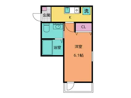 ヴィラディアス横浜(1K/1階)の間取り写真