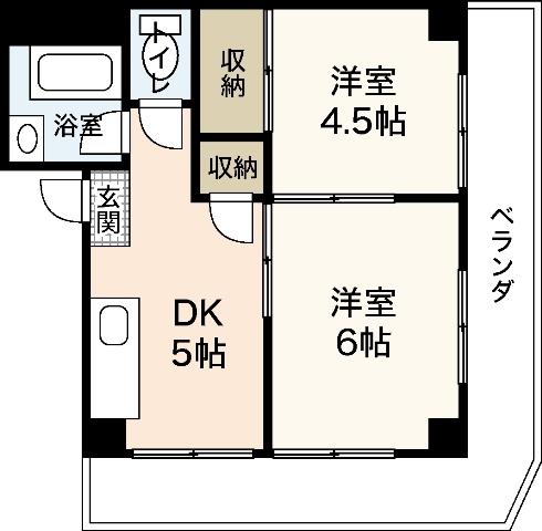 レーベンカワムラ(2DK/1階)の間取り写真