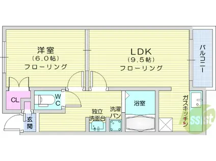 ハピネスTORINO2(1LDK/1階)の間取り写真