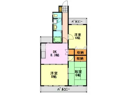 日進松ヶ丘ハイム(3DK/3階)の間取り写真