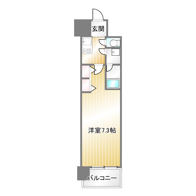 スプランディッド神戸北野(1K/2階)の間取り写真
