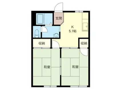 タケイハイツ中釘(2K/1階)の間取り写真