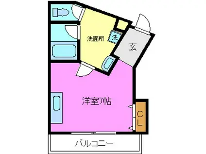 テラッセオク(ワンルーム/1階)の間取り写真