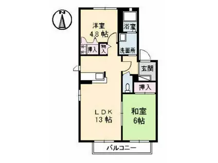 ソレイユさえき(2LDK/1階)の間取り写真