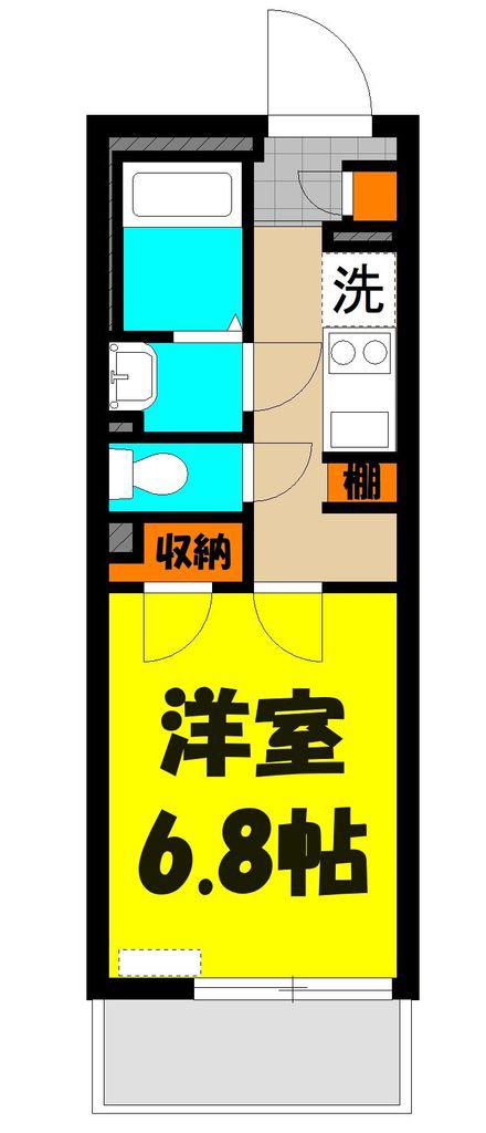 カサミラ2(1K/3階)の間取り写真