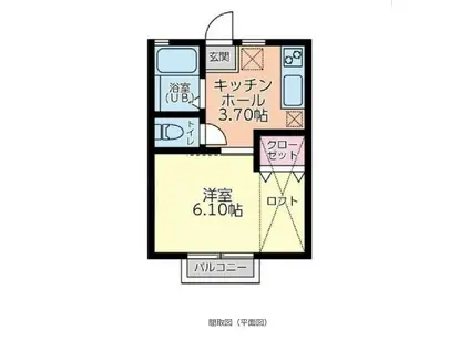 エール本八幡B(1K/1階)の間取り写真