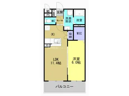 ラフィーネさつま(1LDK/1階)の間取り写真