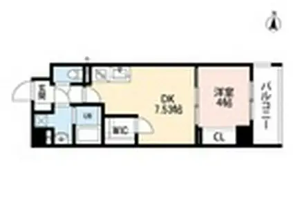 MIRAISM(1DK/6階)の間取り写真