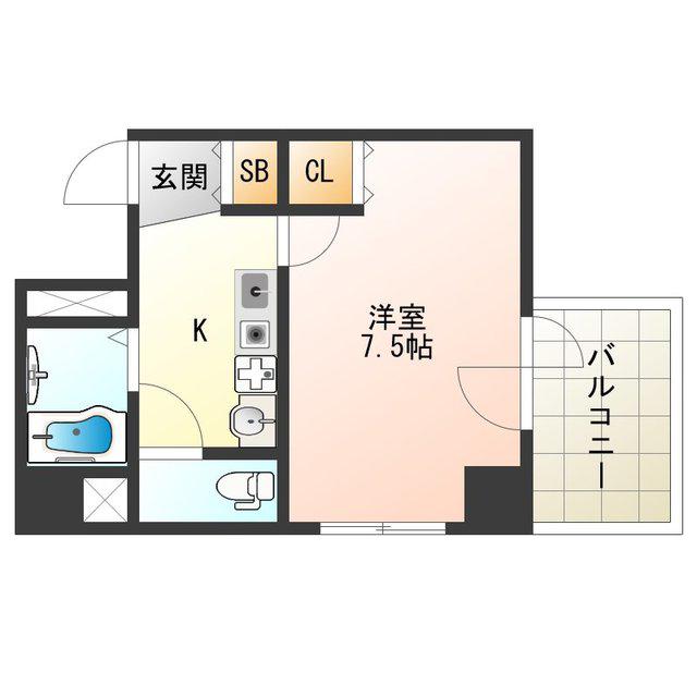 エスリード梅田西第2(1K/2階)の間取り写真