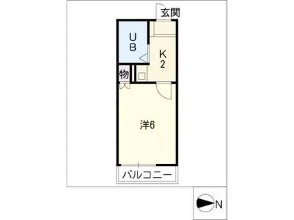 ブルースクエア(1K/2階)の間取り写真