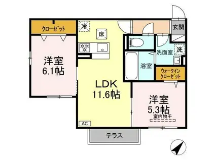 サニーサイドリバーー和泉4丁目-(1LDK/1階)の間取り写真