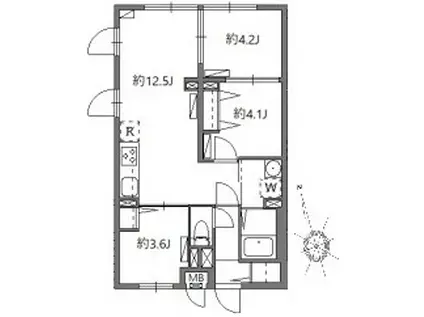 ソラシアレジデンス学芸大学II(3LDK/2階)の間取り写真