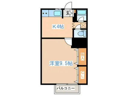 セルシオ蒲町II(1K/1階)の間取り写真