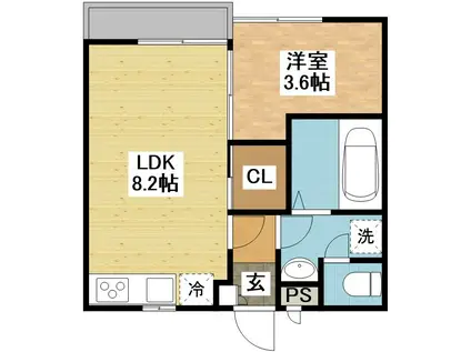 MODERN PALAZZO J-BLUE(1LDK/2階)の間取り写真